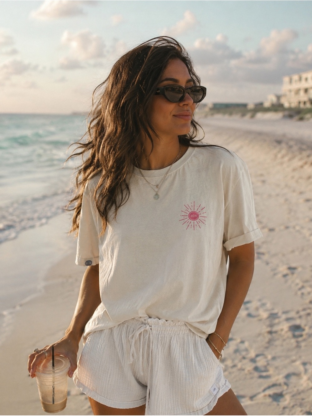 30A Protect Our Beaches Tee L Pale Yellow | Coastal Graphic Eco Friendly Summer